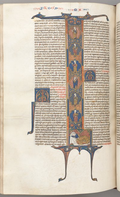 Fol. 391v, Mateusz, pełnometrażowy historyczny inicjał L, Drzewo Jessego, ze śpiącym Jesse, c. autorstwa Unbekannt