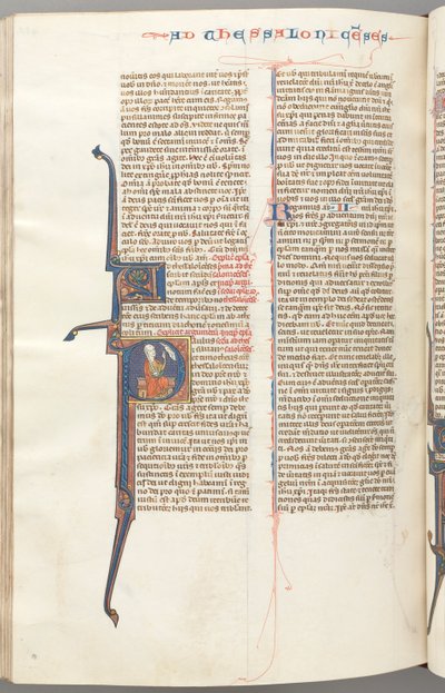 Fol. 455v, Tesaloniczan II, inicjał historyczny P, Paweł siedzący z mieczem..., c. 1275-1300. autorstwa Unbekannt