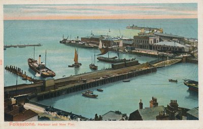 Folkestone. Port i Nowe Molo, koniec XIX-początek XX wieku autorstwa Unbekannt