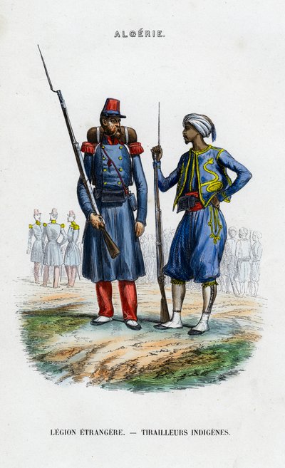 Cudzoziemski legionista i rodzimy strzelec wyborowy, armia francuska w Algierii autorstwa Unbekannt