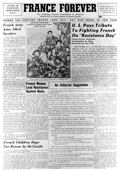France Forever, gazeta, 18 czerwca 1944 r. autorstwa Unbekannt