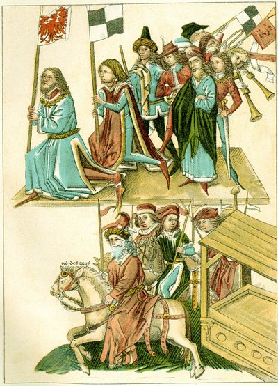 Fryderyk I otrzymuje brandenburski egzemplarz ilustracji z ilustrowanej kroniki Richentals, ok. 1930 r. 1440 autorstwa Unbekannt