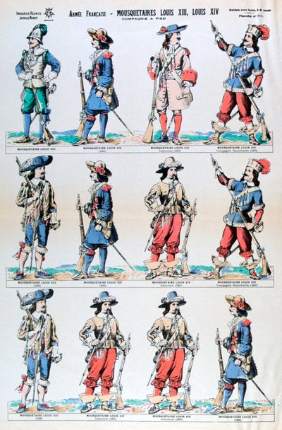 Armia Francuska, muszkieterowie Ludwika XIII i Ludwika XIV, XVII w. XIX w. autorstwa Unbekannt