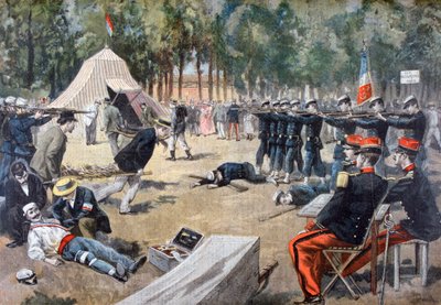 Francuskie manewry wojskowe: ratownicy pierwszej pomocy, 1897 autorstwa Unbekannt