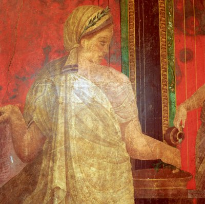 Fresk Detail, Ministrant niosący tacę z jedzeniem, I wiek p.n.e. autorstwa Unbekannt