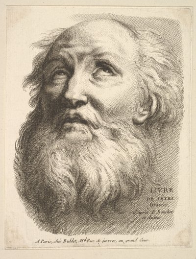 Frontyspis: Głowa brodatego mężczyzny, z Livre de Têtes Gravées dapres F. Bouch..., XVIII wiek. autorstwa Unbekannt