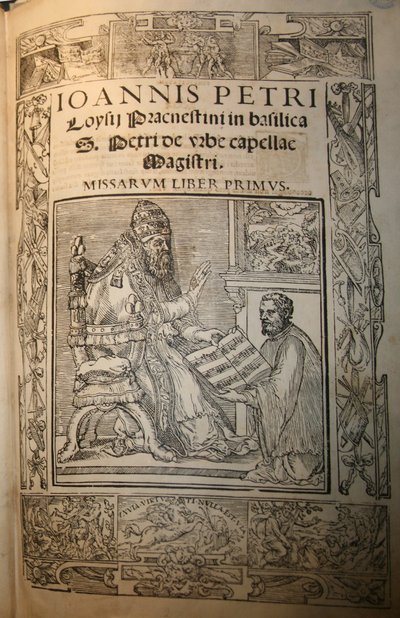 Frontyspis Missarum Liber primus autorstwa Giovanniego Pierluigiego da Palestrina Palestrina i papieża J. autorstwa Unbekannt