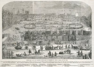 „Frost Fair nad Tamizą za panowania Karola II”, Londyn, 1683 autorstwa Unbekannt