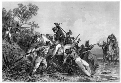 Uciekinierzy brytyjscy oficerowie i ich rodziny zaatakowani przez buntowników, 1857, ok. 1860 autorstwa Unbekannt
