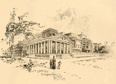 Front ogrodu, Pałac Buckingham, Westminster, Londyn, ok. 1890 r. autorstwa Unbekannt