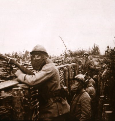 Alarm gazowy w okopach, Szampan, północna Francja, 1916 autorstwa Unbekannt