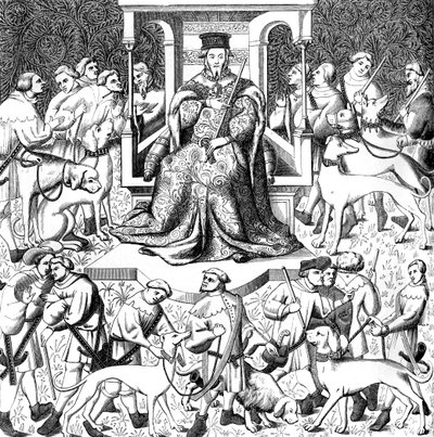 Gaston Phoebus nauczający sztuki venitu, XV wiek 1849 autorstwa Unbekannt