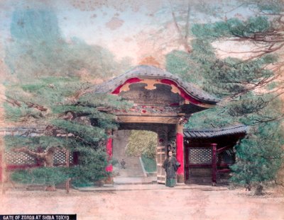 Brama świątyni buddyjskiej Zojoji, Shiba Park, Tokio autorstwa Unbekannt