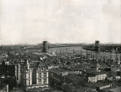 Widok ogólny przedstawiający Most Brookliński, Nowy Jork, USA, 1895. autorstwa Unbekannt