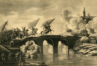 Generałowie Bonaparte i Augereau szturmują most w Arcola, listopad 1796, 1921. autorstwa Unbekannt