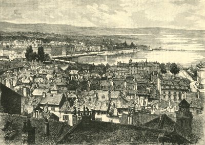 Genewa, Patrząc w stronę jeziora, 1890. autorstwa Unbekannt