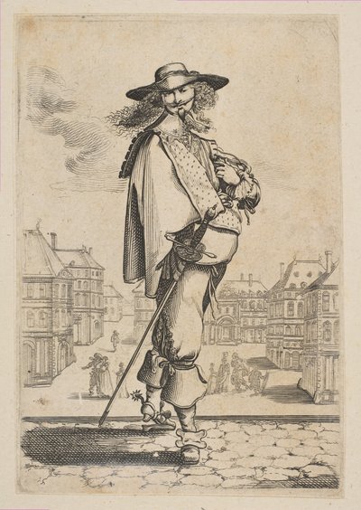 Dżentelmen z mieczem przed niektórymi budynkami, 1629. autorstwa Unbekannt