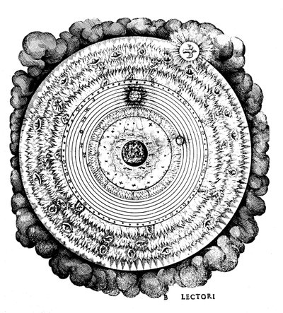 Wszechświat geocentryczny lub skoncentrowany na Ziemi, c1617 autorstwa Unbekannt