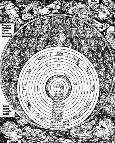 Wszechświat geocentryczny, 1493 autorstwa Unbekannt