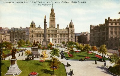 George Square, Cenotaph i budynki miejskie, Glasgow, koniec XIX-początek XX wieku. autorstwa Unbekannt