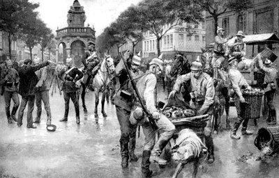 Wojska niemieckie okupujące miasto Liege w Belgii, I wojna światowa, 1914 r autorstwa Unbekannt