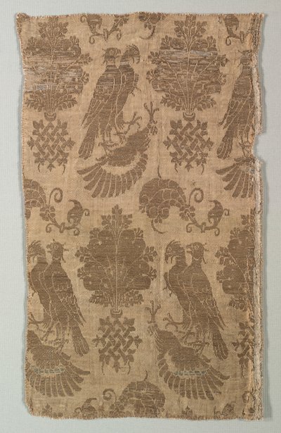 Jedwab ze złotym wzorem z sokołami i heraldyką, 1360-1400. autorstwa Unbekannt