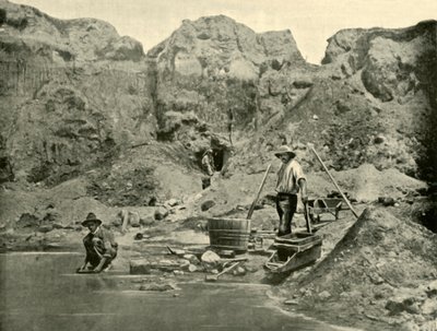 Poszukiwacze złota w pracy w pobliżu Beechworth, Victoria, 1901. autorstwa Unbekannt