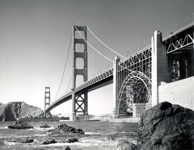 Most Golden Gate 1950, Kalifornia (zdjęcie czarno-białe) autorstwa Unbekannt