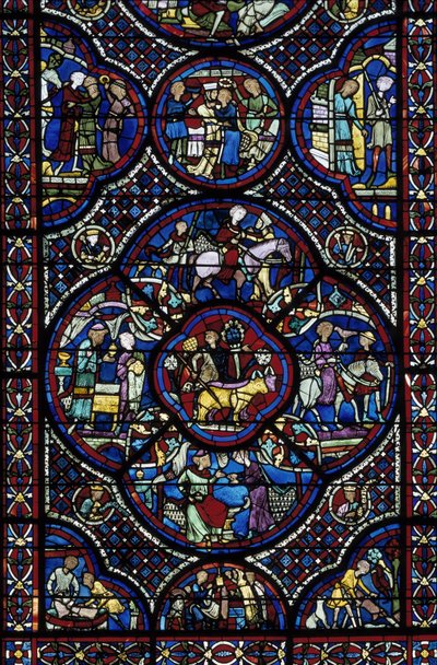 Sztuka gotycka: życie cudownego dziecka. Witraż ambulatorium katedry Saint Etienne de Bourges (Loir et Cher) autorstwa Unbekannt