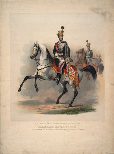 Wielki Książę Aleksander Nikołajewicz jako pułkownik naczelny austriackiego 4. Pułku Huzarów, 1845 autorstwa Unbekannt