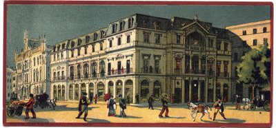 Grand hotele: widok zewnętrzny Pałacu Avenida w Lizbonie, Portugalia - Mapa serii przedstawiającej hotele „Compagnie Internationale des Grands Hotels”, koniec XIX i początek XX wieku autorstwa Unbekannt