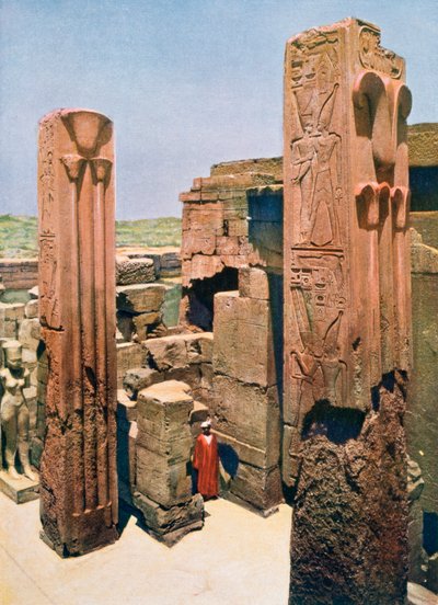 Słupy granitowe z dekoracją lotosu i papirusu, Świątynia Amona-Re, Karnak, Egipt, XX w. autorstwa Unbekannt