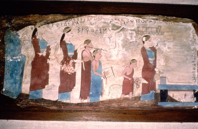 Greccy muzycy w ofierze, malowany na drewnie, c520BC-c500 BC autorstwa Unbekannt