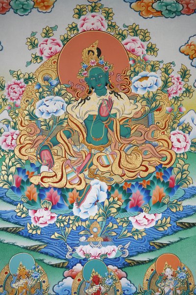 Zielona Tara, symbol dobrobytu. Klasztor Kopan, Katmandu, Nepal autorstwa Unbekannt