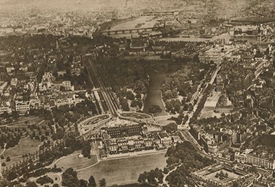 Zielone lasy nad wodami Westminsteru: część posiadłości Hyde pod skrzydłem dwupłatowców, autorstwa Unbekannt