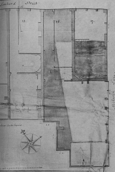 Plan parteru Lloyds Coffee House nr 16 Lombard Street w 1773, 1928 autorstwa Unbekannt