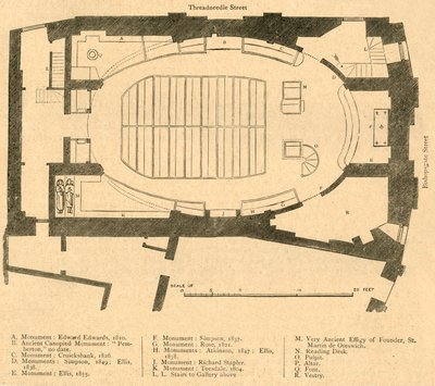 Plan parteru współczesnego kościoła św. Marcina Outwich, zburzony 1874, 1897. autorstwa Unbekannt