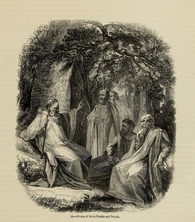 Grupa arcydruidów i druidów Z książki Old England: A Pictorial Museum, 1845 autorstwa Unbekannt