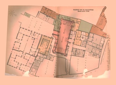 Guild Hall City of London Plan, c1750, 1886 autorstwa Unbekannt