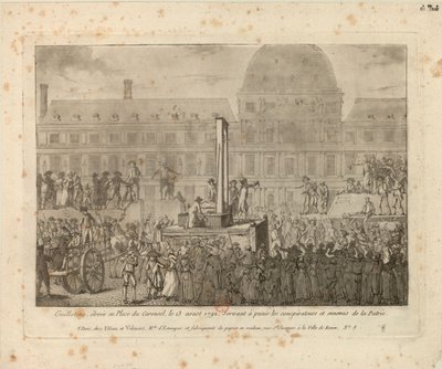 Gilotyna postawiona na Place du Carrousel, 13 sierpnia 1792 … autorstwa Unbekannt