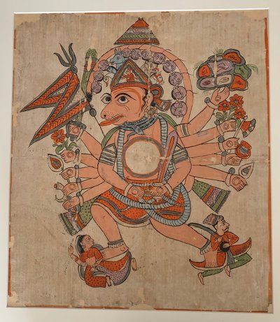 Hanuman w swojej tantrycznej pięciogłowej formie Pancha Mukha, ca. koniec XIX wieku. autorstwa Unbekannt
