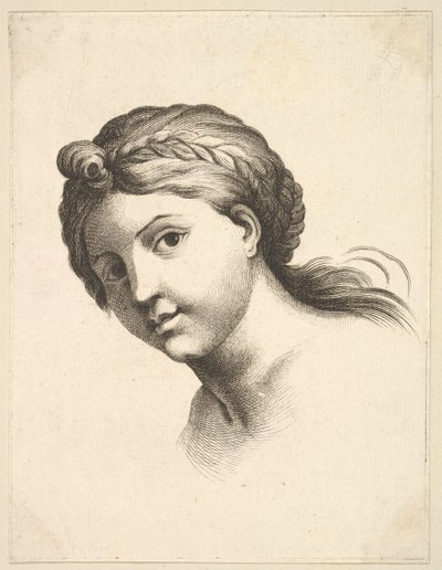 Głowa kobiety, z Livre de Têtes Gravées dapres F. Boucher et Autres Księga z..., XVIII w. autorstwa Unbekannt