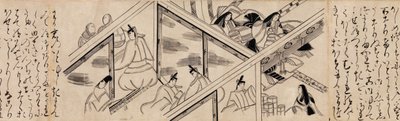 Rozdział Heartvine Aoi z The Tale of Genji Genji monogatari, XVI wiek. autorstwa Unbekannt