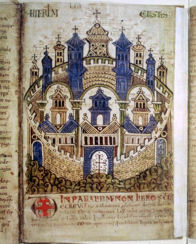 Niebiańska Jerozolima, karta z Liber Floridus, XII wiek autorstwa Unbekannt