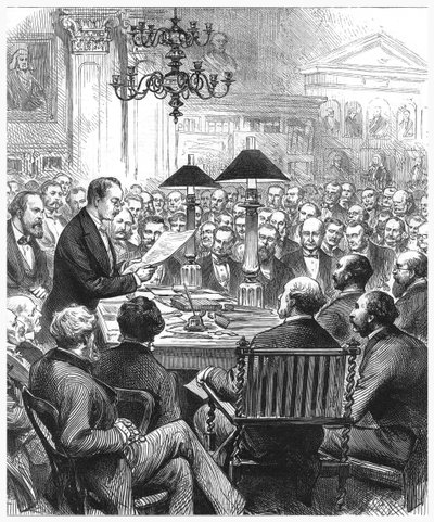 Heinrich Schliemann z wykładem w Londynie, 1877 autorstwa Unbekannt