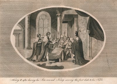 Henryk II, po koronacji syna na króla, podając pierwsze danie do swojego stołu, 1170 1793 autorstwa Unbekannt