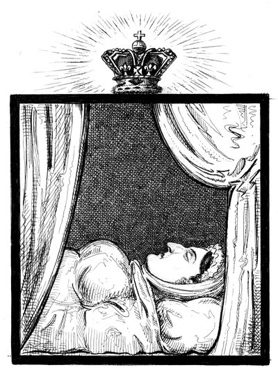 Jej Królewska Mość Królowa Karolina, gdy pojawiła się kilka godzin po jej śmierci, ok. 1821 r. autorstwa Unbekannt