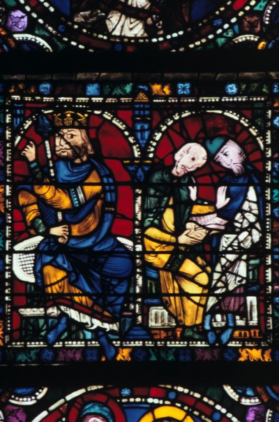 Herod i jego doradcy, witraż, katedra w Chartres, Francja, 1145-1155 autorstwa Unbekannt