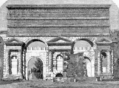 Historia starożytnego Rzymu. Ryciny rzymskie z 1872 r. Porta Maggiore lub Porta Nevia autorstwa Unbekannt