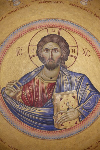 Kościół Grobu Świętego, sufit katolikonu, mozaika Chrystusa Pantokratora, Jerozolima, Izrael autorstwa Unbekannt